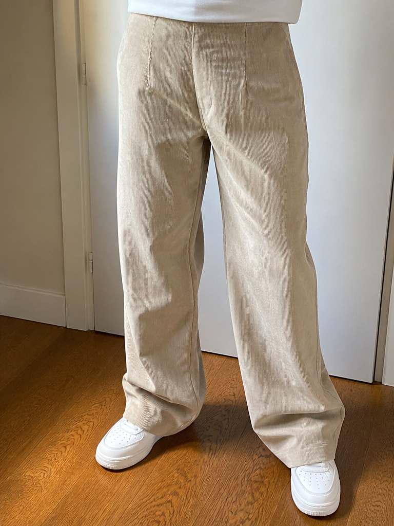 Pantaloni velluto a coste Ramp gamba ampia Beige tortora Vintage Y2K (38) — foto 1
