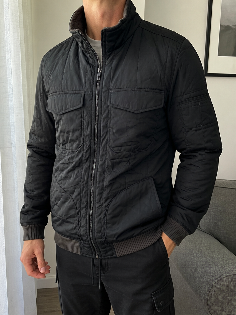 Giacca Collo Alto GAP Zip Integrale Nero Vintage Y2K (XL) — foto 1