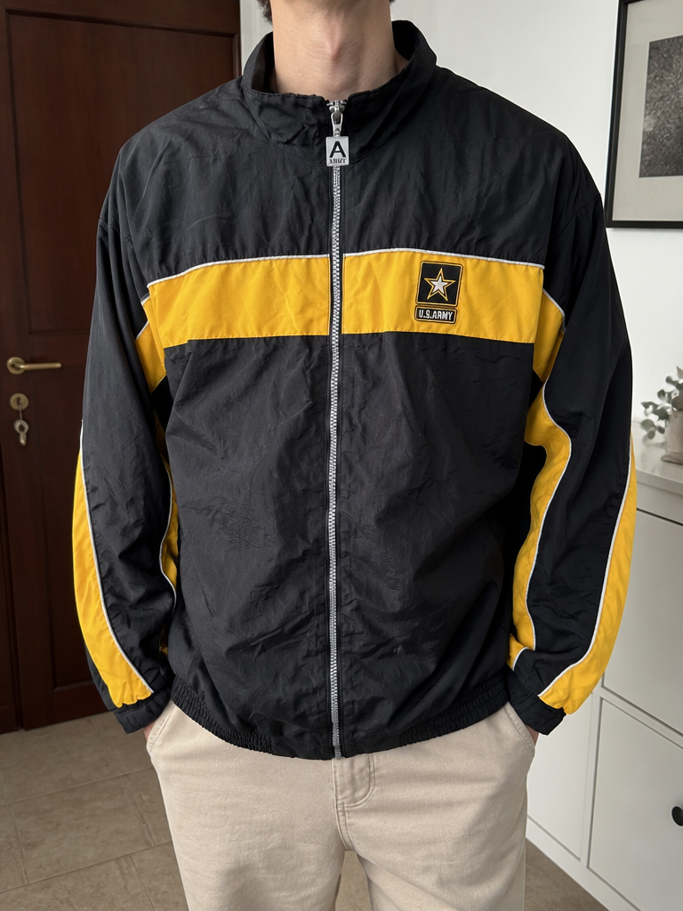 Giacca a vento con zip A Army Nero e giallo Vintage Y2K (M) — foto 1