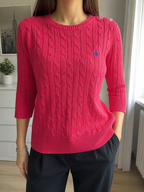 Maglia lunga Ralph Lauren a trecce rosa fucsia Vintage Y2K (M) — foto 1