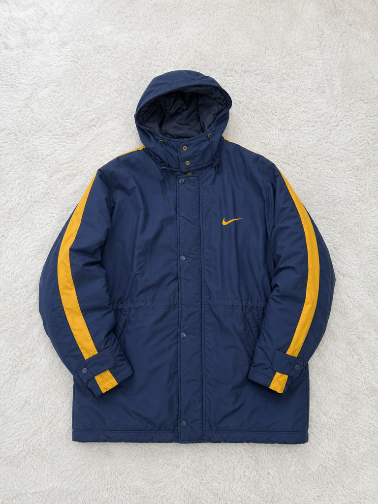 Parka con cappuccio Nike Blu navy e giallo Vintage Y2K (XL) — foto 1