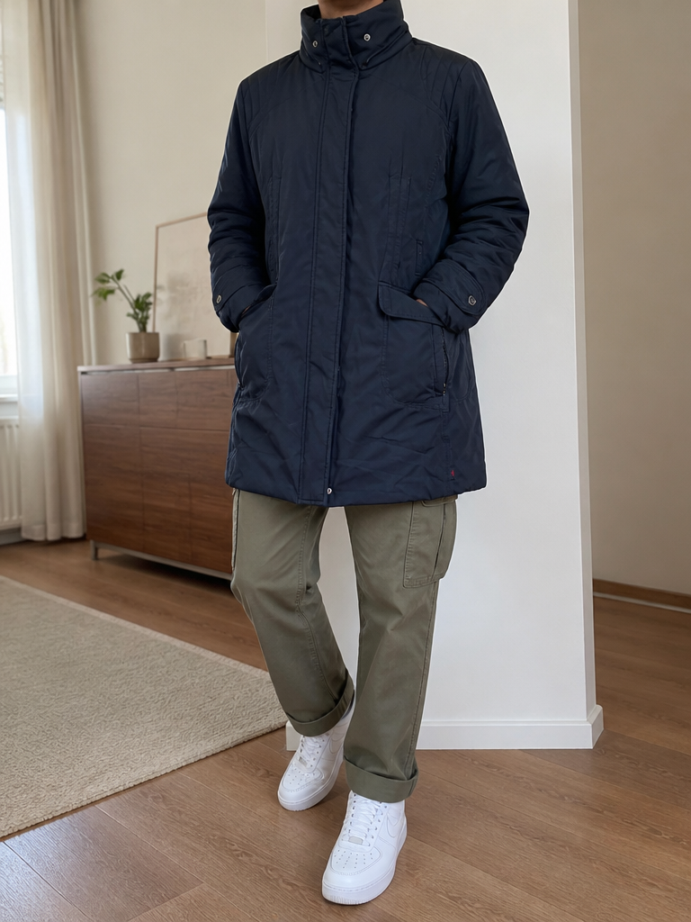 Parka Robe di Kappa Lungo Imbottito Blu Navy Vintage Y2K (L) — foto 1