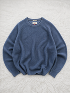 Maglione Girocollo Hilfiger Denim Coste Raglan Logo Ricamato Vintage Y2K (XL) — foto 1