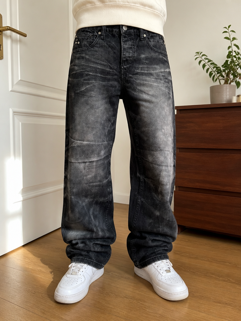 Jeans Southwave Denim gamba ampia Nero slavato Vintage Y2K Uomo (L) — foto 2