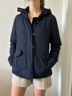 Woolrich Giacca Donna Blu Scuro Cappuccio Bottoni Cerniera Vintage Y2K — foto 1