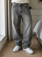 Jeans Gamba Ampia Grigio Slavato Vintage Y2K Uomo (M) — foto 2
