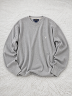 Felpa Girocollo Polo Ralph Lauren Rilievo Waffle Grigio Chiaro Melange Vintage Y2K — foto 1