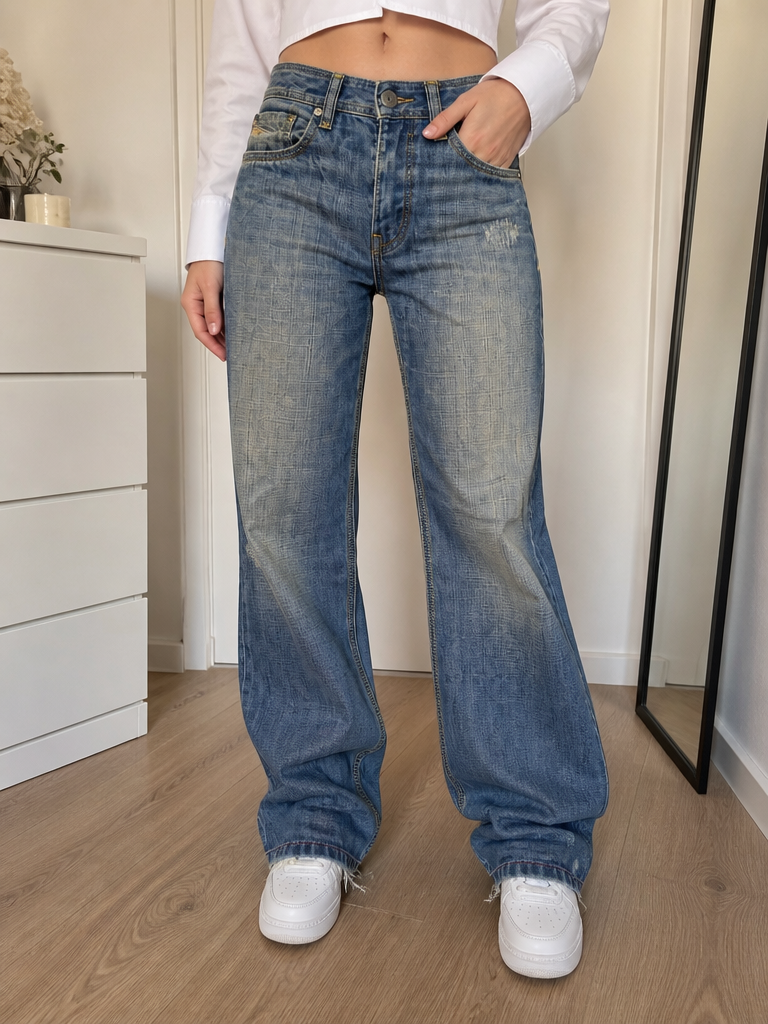 Jeans Gamba Ampia Blu Vintage Y2K Donna — foto 2