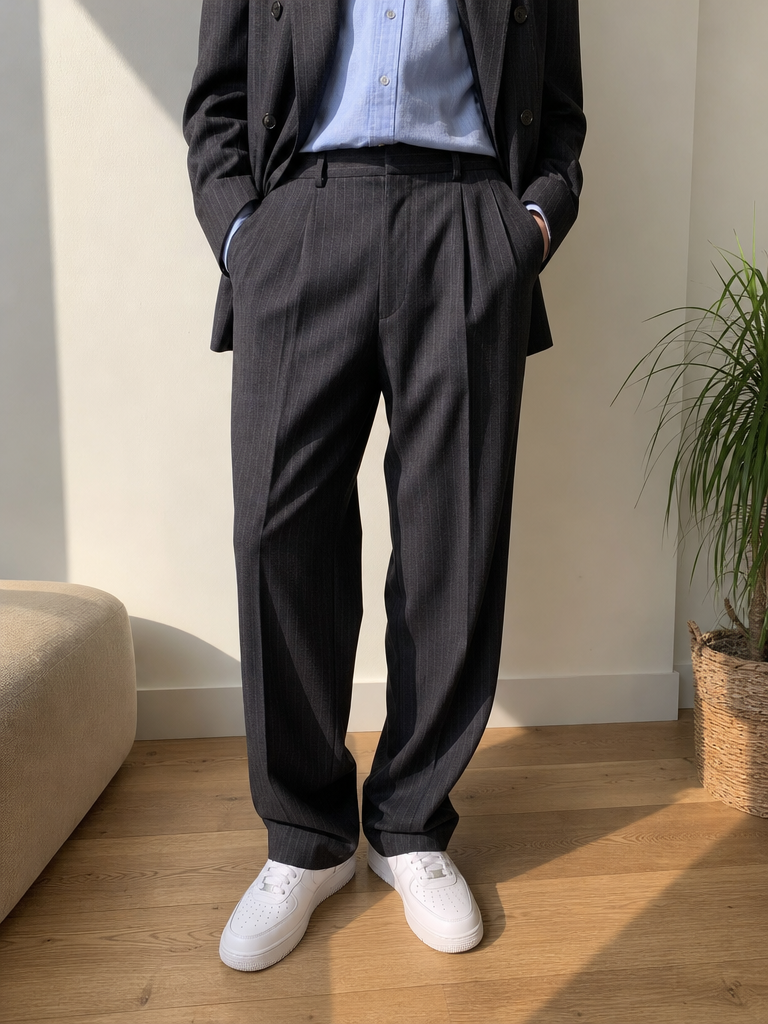 Completo uomo Yves Saint Laurent doppiopetto gessato grigio antracite Vintage Y2K (52) — foto 1