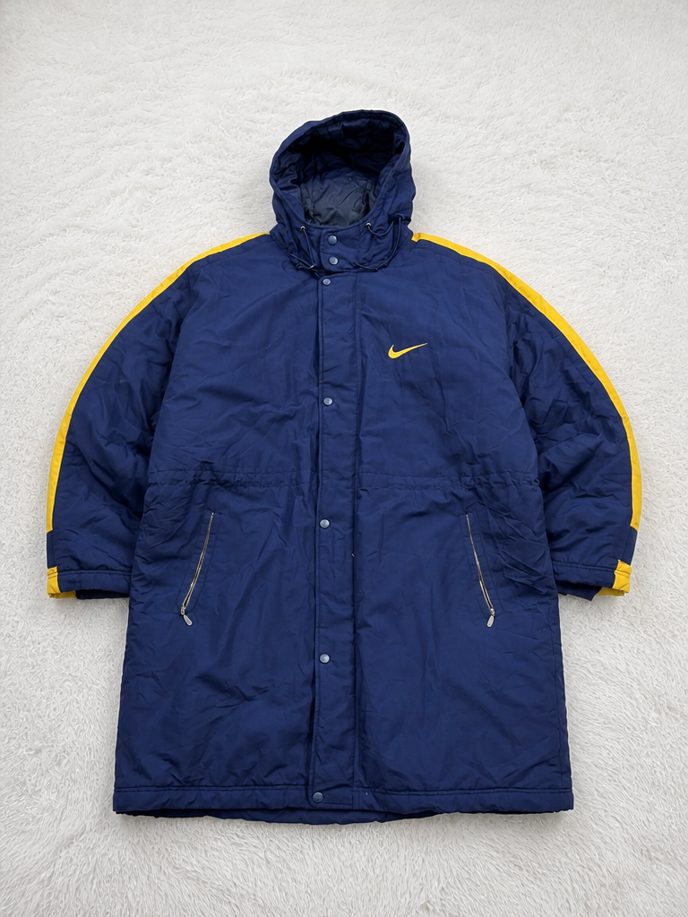 Giacca Sportiva Nike con Cappuccio Blu Navy Giallo Vintage Y2K (XL) — foto 1