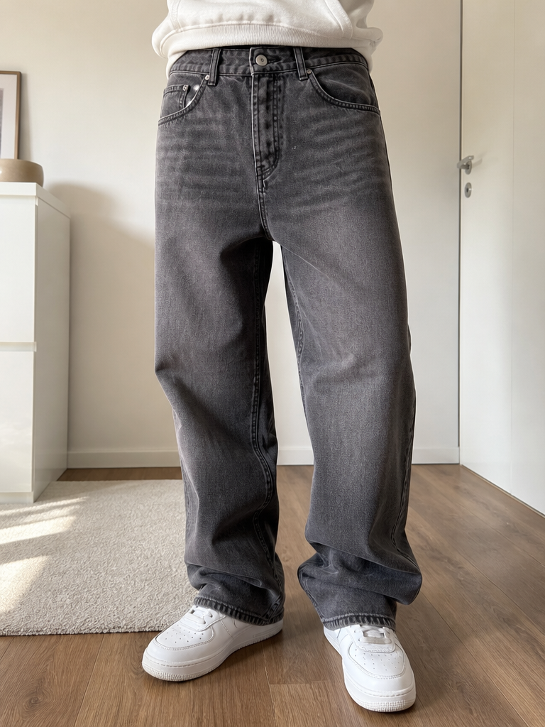 Jeans Art-California Grigio Antracite Slavato Vintage Y2K — foto 2