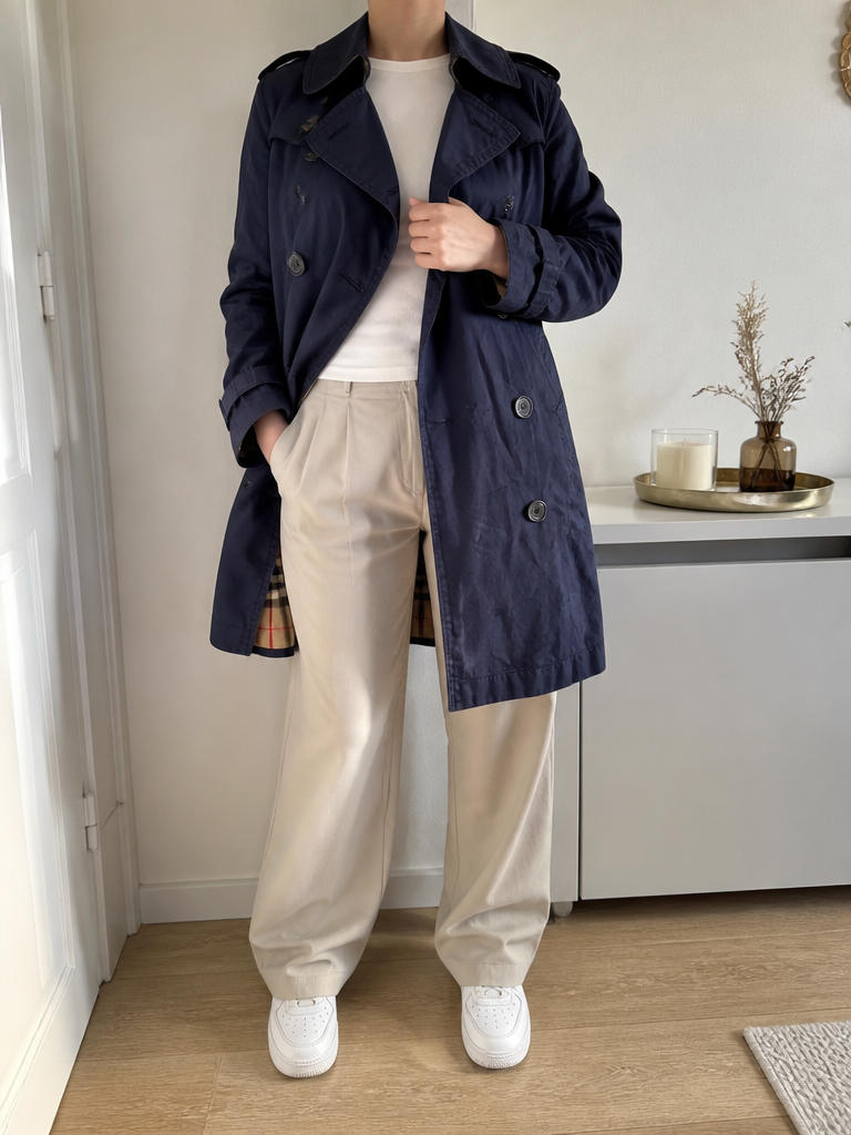 Trench Coat Doppiopetto Burberry Blu Navy Vintage Y2K — foto 1
