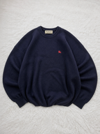 Maglione Girocollo Burberrys Logo Rosso Blu Navy Vintage Y2K — foto 1