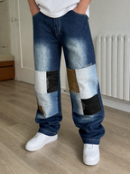 Jeans Urban Edge Jeans Co. Patchwork Blu Scuro Vintage Y2K — foto 2