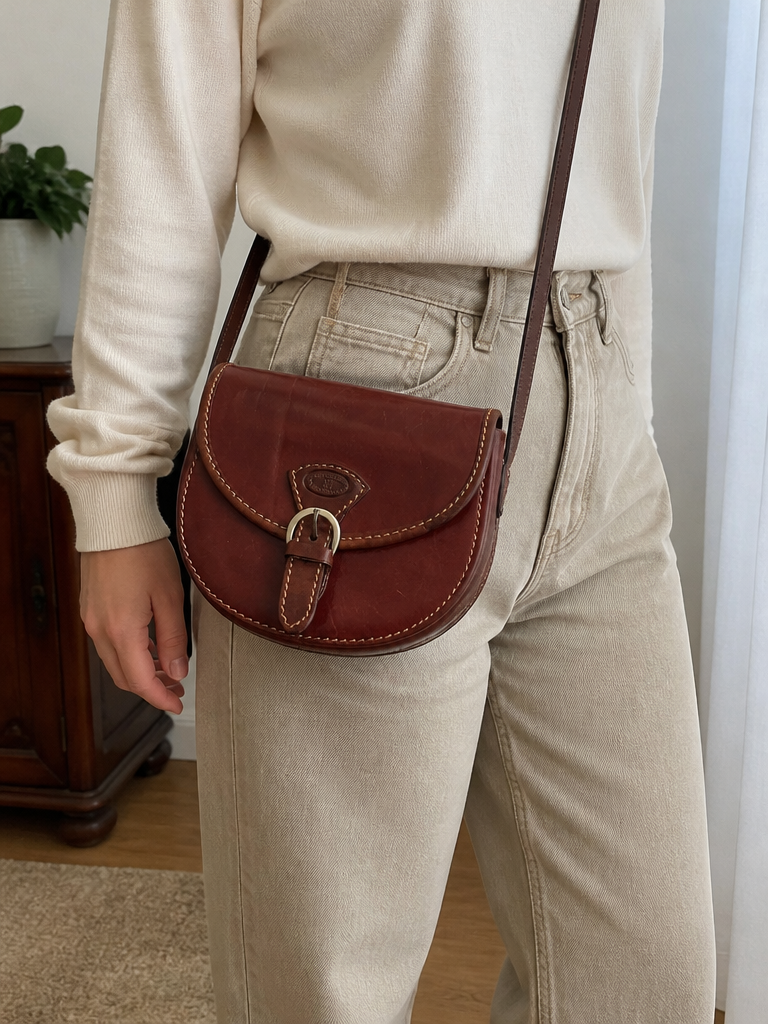 Borsa a tracolla in pelle Bordeaux Vintage Y2K — foto 1