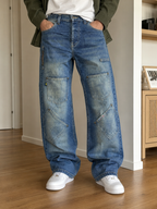 Jeans Baggy in Denim Gazoz Blu Lavaggio Chiaro Vintage Y2K Uomo (M) — foto 2