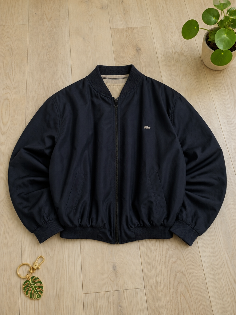 Giacca bomber Lacoste Zip integrale Blu navy Vintage Y2K (L) — foto 1