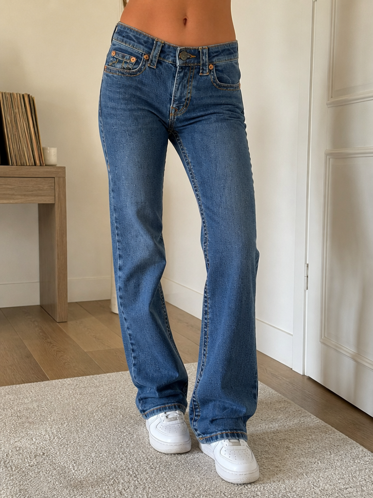 Jeans True Religion Blu Denim 5 Tasche Ricamo Vintage Y2K (27) — foto 2
