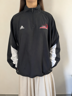 Adidas Felpa Sportiva Zip Corta Nero Dettagli Bianchi Vintage Y2K (XL) — foto 1