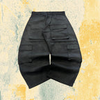 Super Baggy Balloon Pants Cargo Cerati Nero Semplice (L)