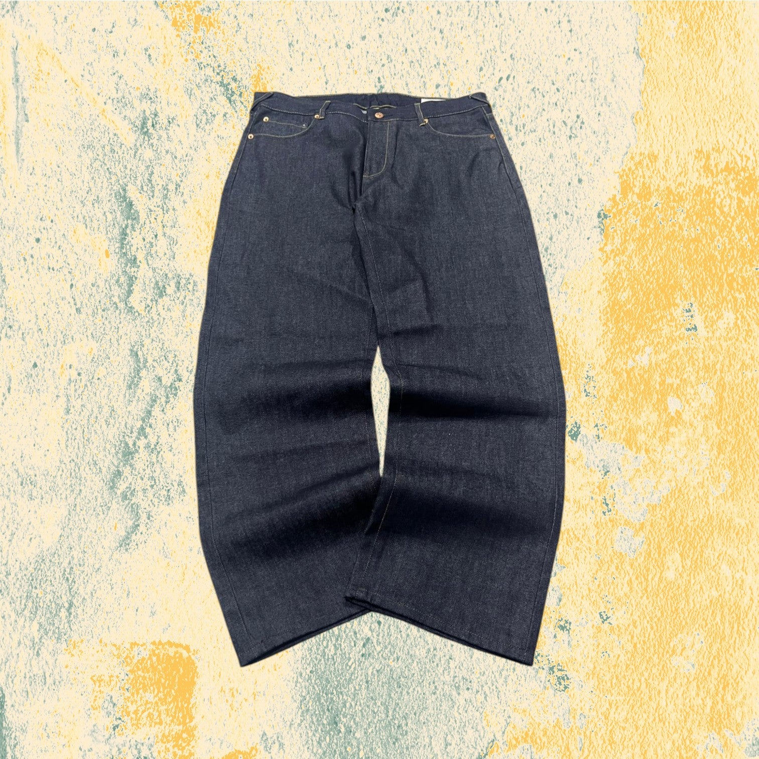 Raw Denim Jeans Evisu Embroidered Particular Model Baggy Fit (M)