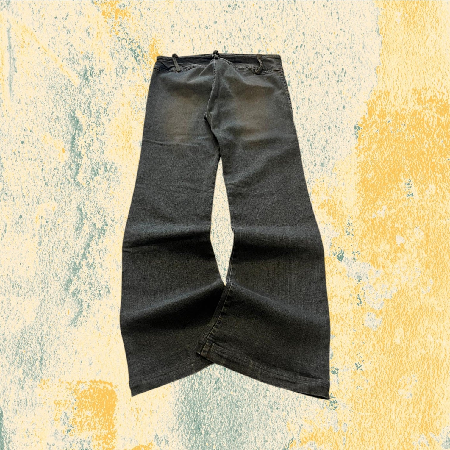 Denim Jeans Stone Wash BootCut Flare Fit Low Waist (S)