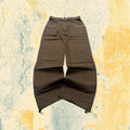 Pantalone in Cotone Baggy Fit con Cintura Marrone con Zip (S)