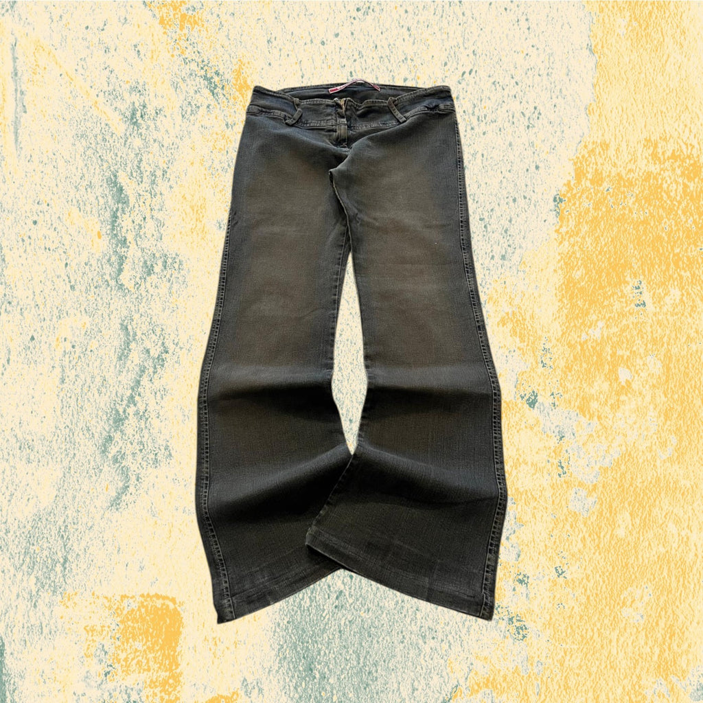 Denim Jeans Stone Wash BootCut Flare Fit Low Waist (S)