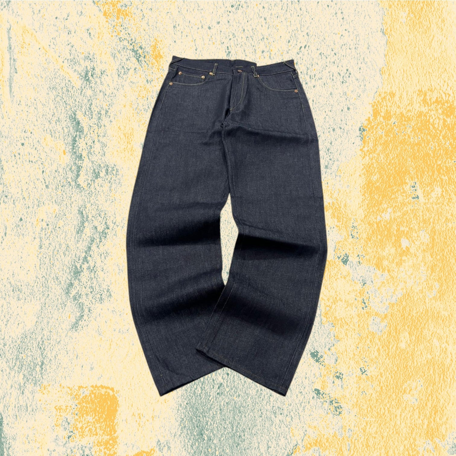 Raw Denim Jeans Evisu Emboroidered Big Logo Baggy fit (M)
