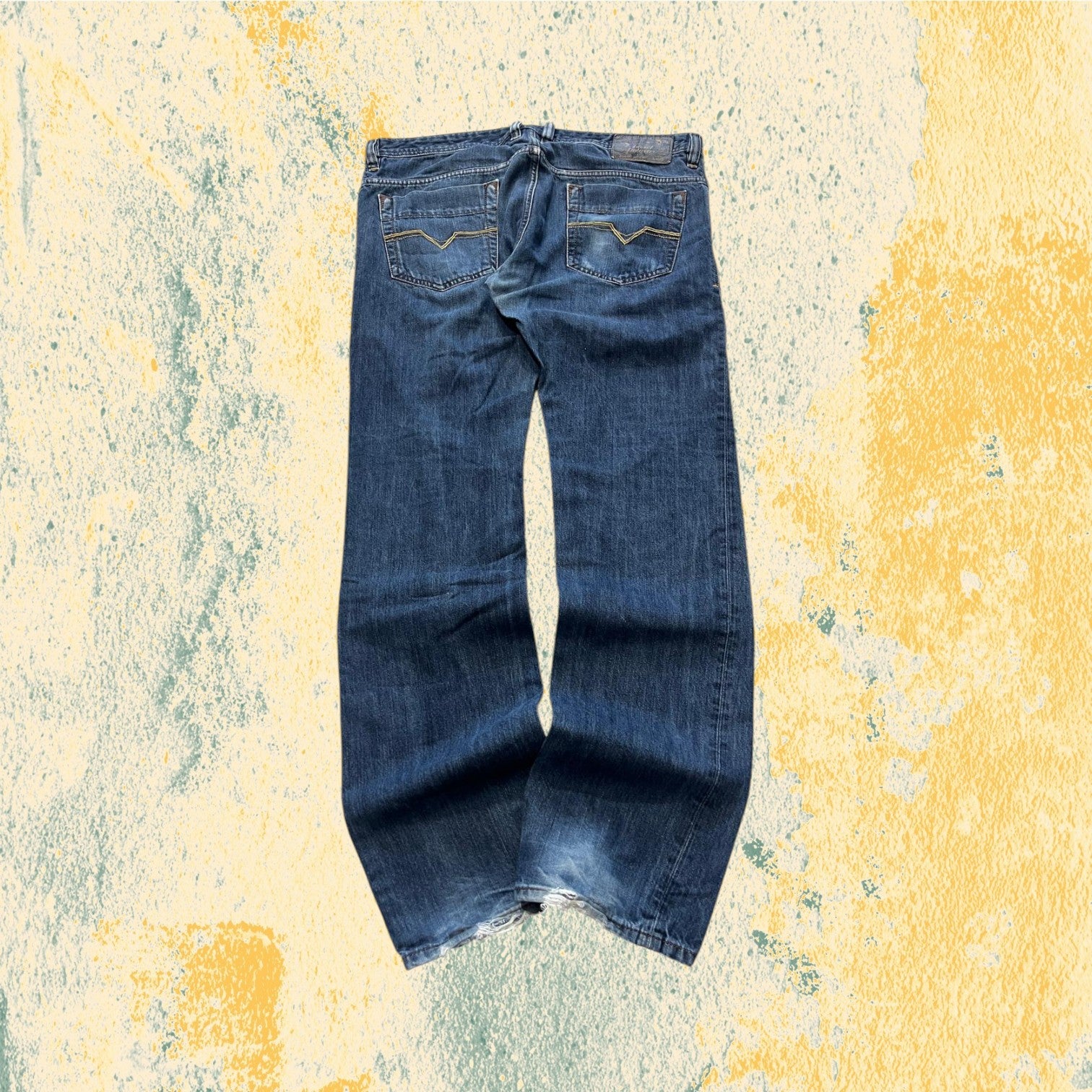 Denim Jeans Straight Fit Diesel Blu Wash Embroidered (XL)