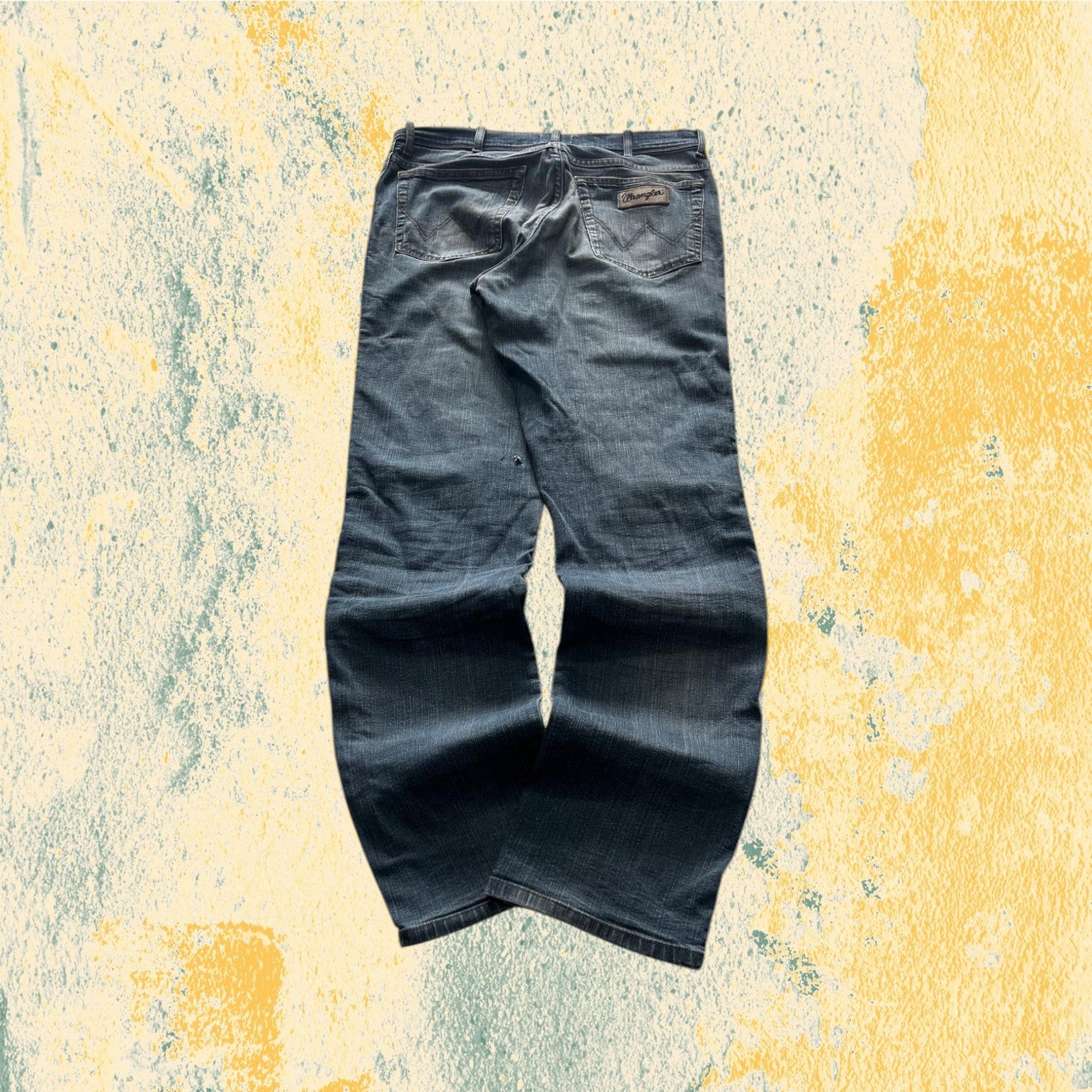 Denim Jeans Wrangler Washed Dark Blue Straight Fit (L)