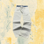 Denim Jeans White Bicolor Straight Fit Low Waist (XS)