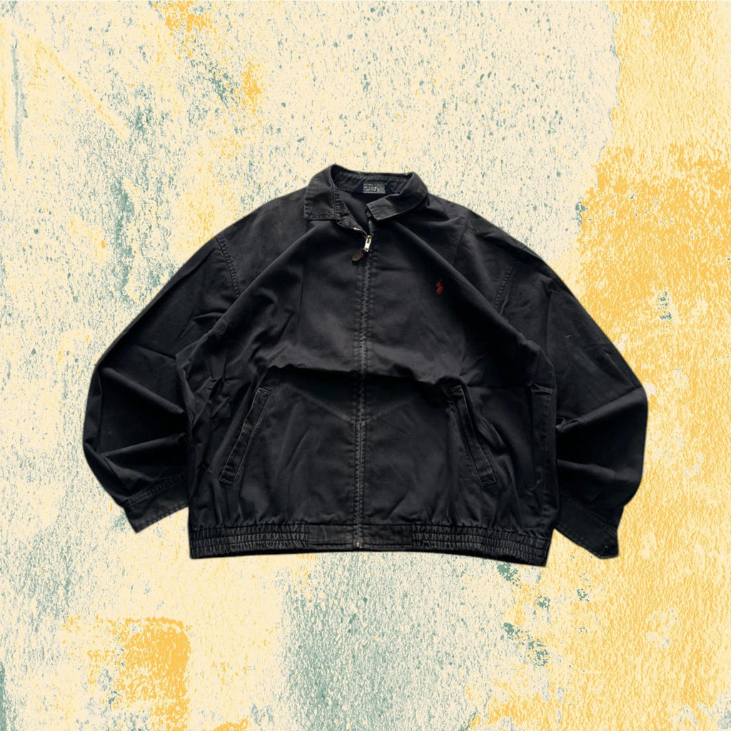 Ralph Lauren Harrington Jacket Black Red Pony Boxy Fit Oversize (L)