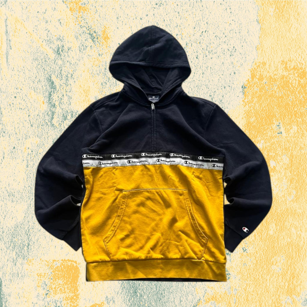 Felpa Champion Blu marino e Gialla (XL Bambino veste una M Donna)