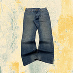 Denim Jeans Japan Style Embroiered Baggy Flared Fit (M)