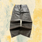 Leather Pants Super Baggy Fit Brown Hip-Hop Jeans (M)
