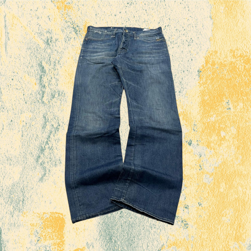 Denim Jeans G-Star Raw Blue Washed Baggy Fit Embroidered (L)