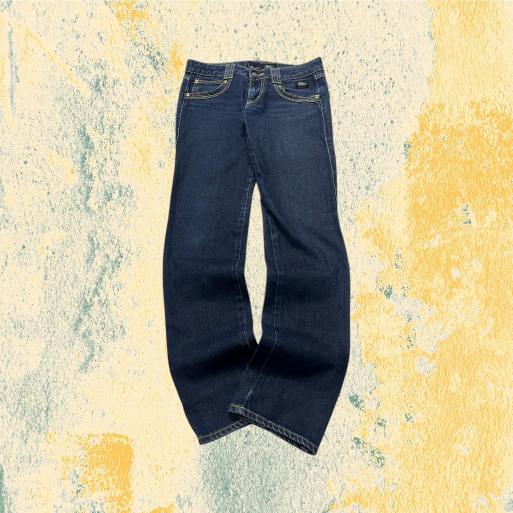 Denim Jeans Roy Rogers Straight Fit Low Waist Blu Embroidered (XS)