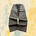 Leather Pants Super Baggy Fit Brown Hip-Hop Jeans (M)