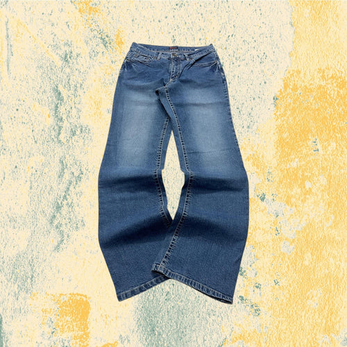 Denim Jeans BootCut Svasati Embroidered Blu Wash (S)