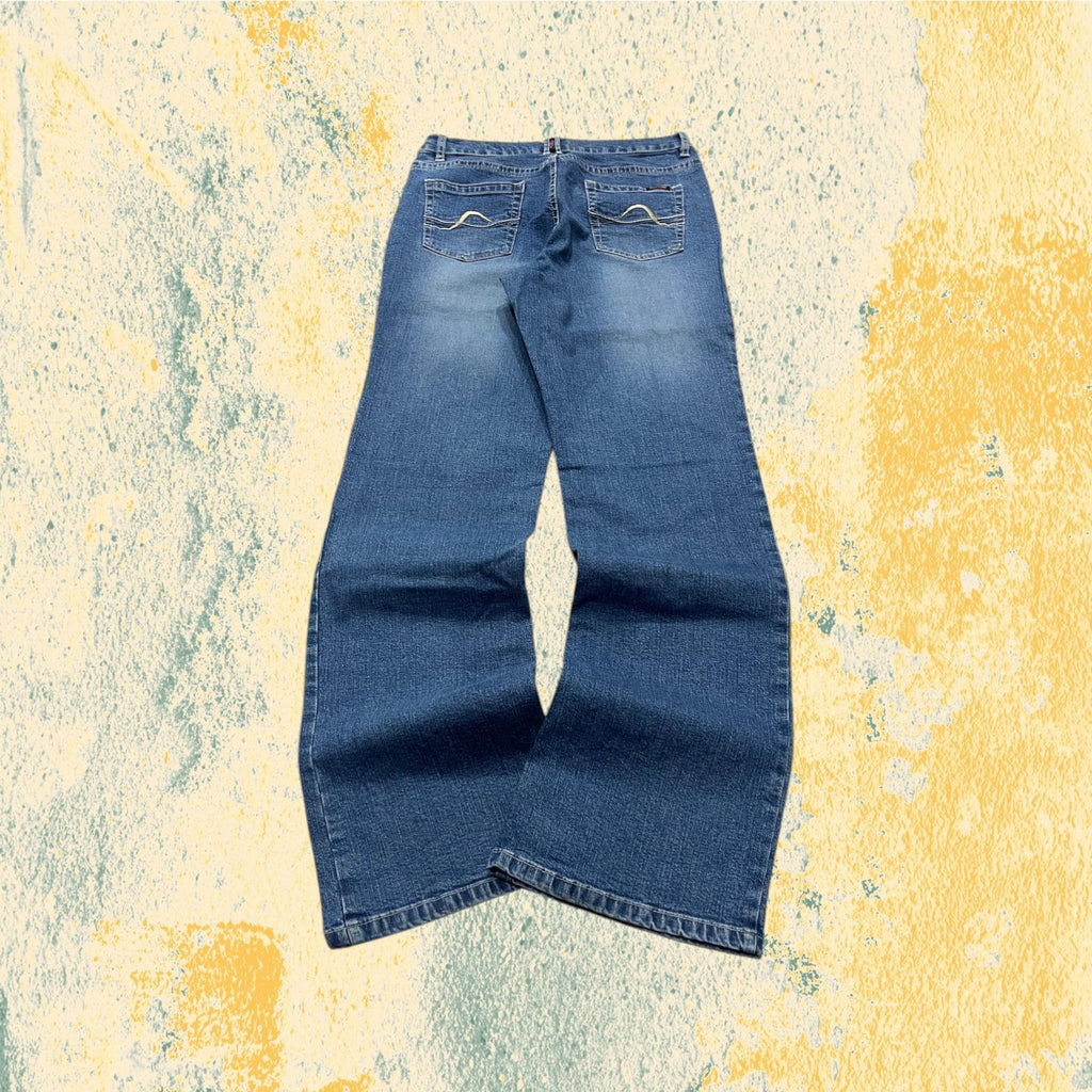 Denim Jeans BootCut Svasati Embroidered Blu Wash (S)