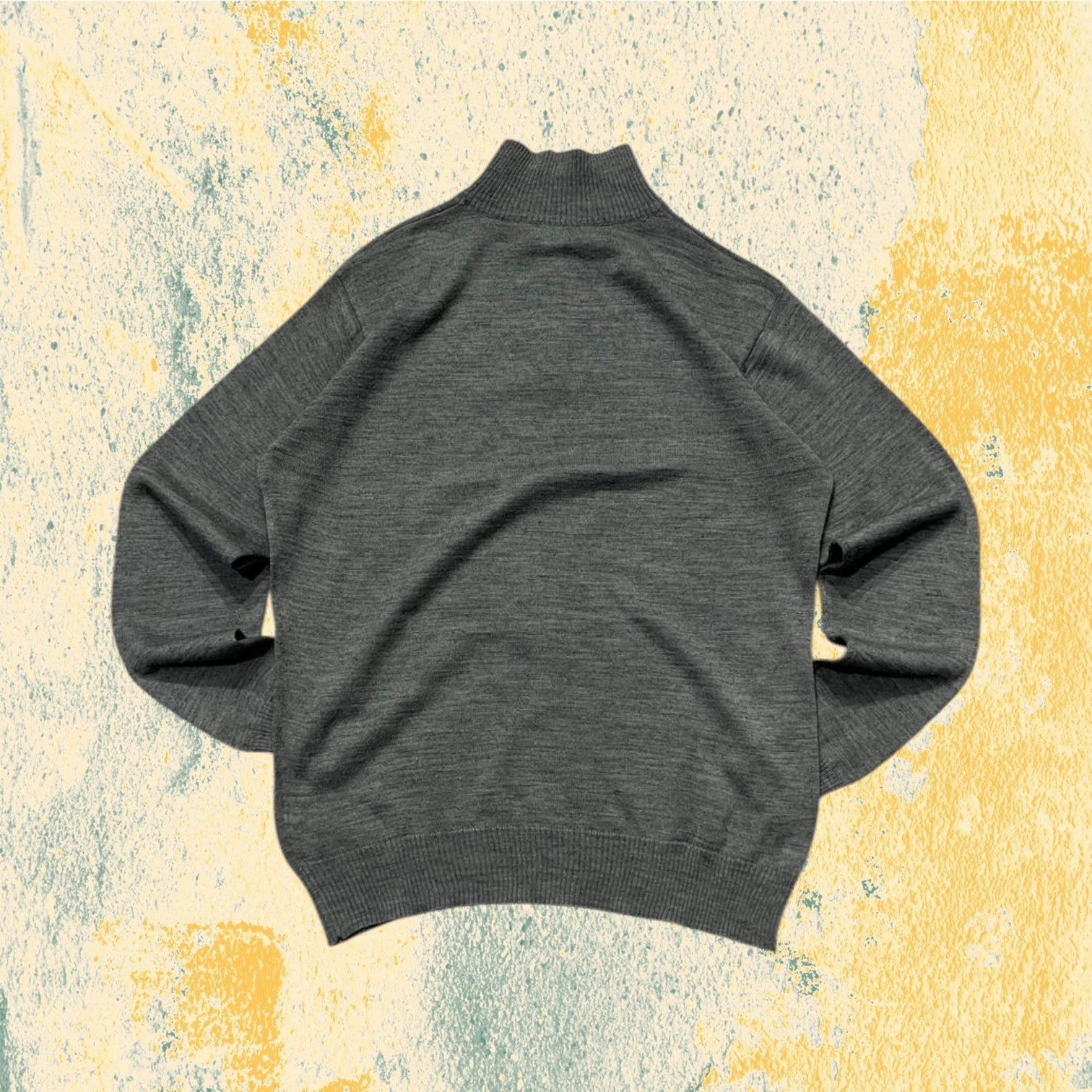 Vintage Sweater 1/4 Zip Simple Grey 80s 90s (M)