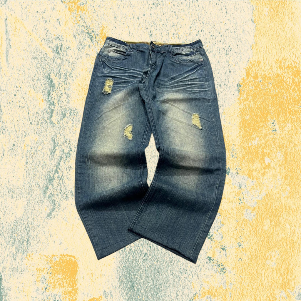Denim Jeans Stone Wash Straight Fit (L)