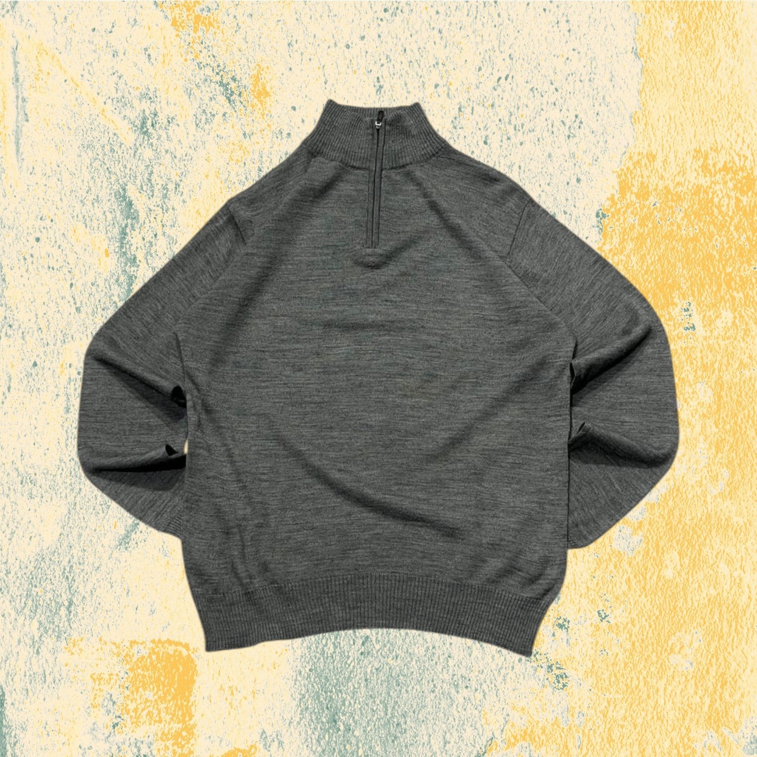 Vintage Sweater 1/4 Zip Simple Grey 80s 90s (M)