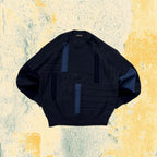 Knit Sweater 80s 90s Dark Blue - Maglione Vintage Boxy Fit (XXL)