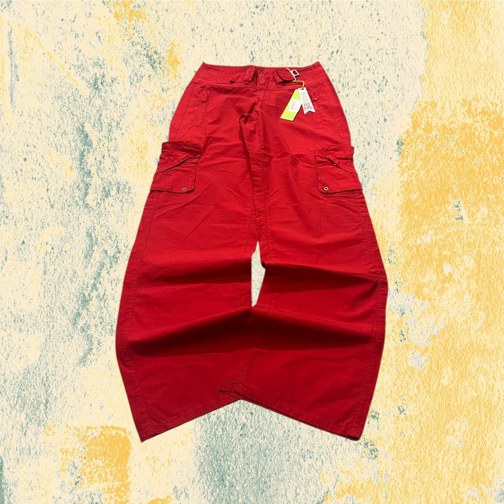 Pantalone Cargo Rosso Super Baggy Fit Cotton Pants (XS)