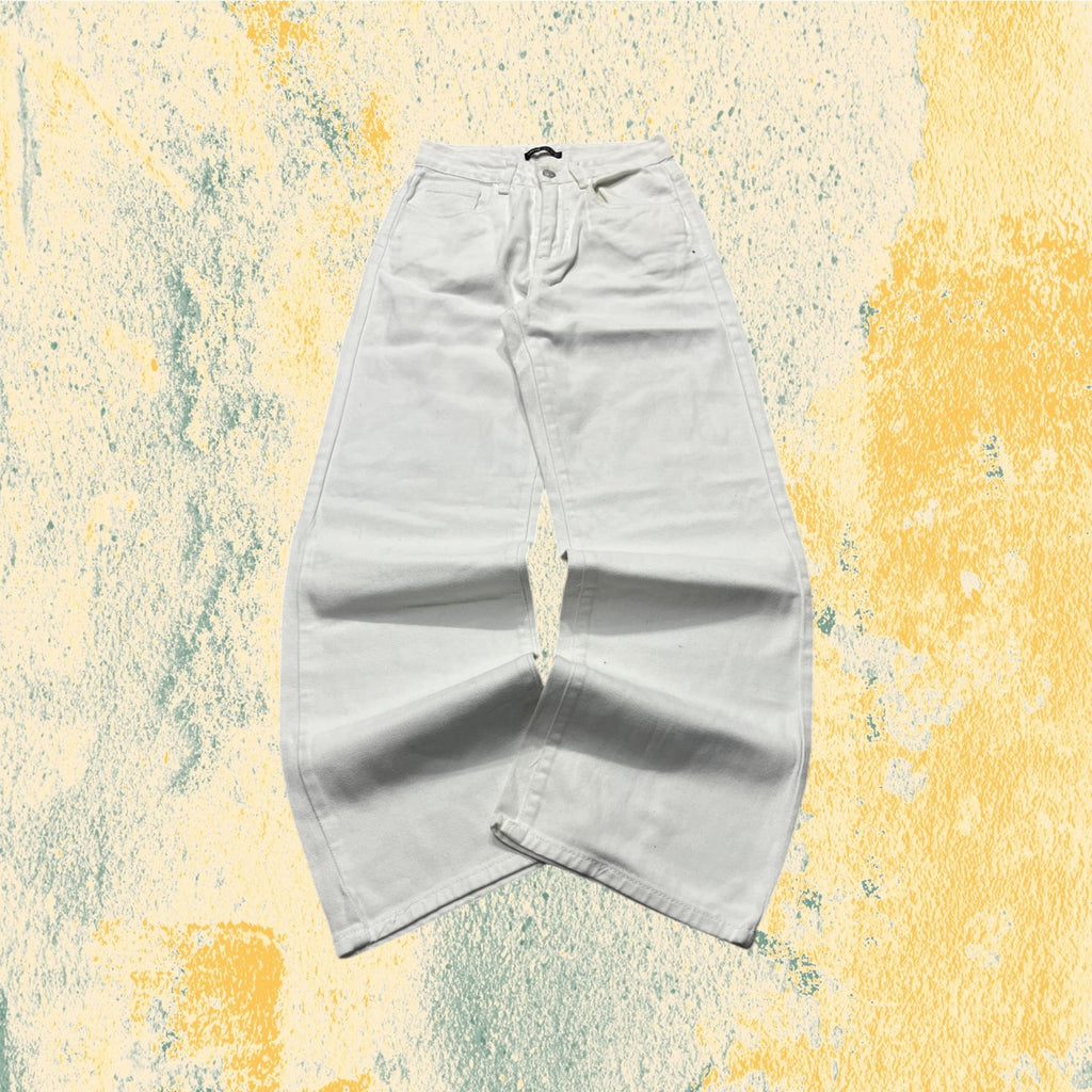 Denim Jeans White Baggy Fit Vintage Y2K Hip-Hop (XS)