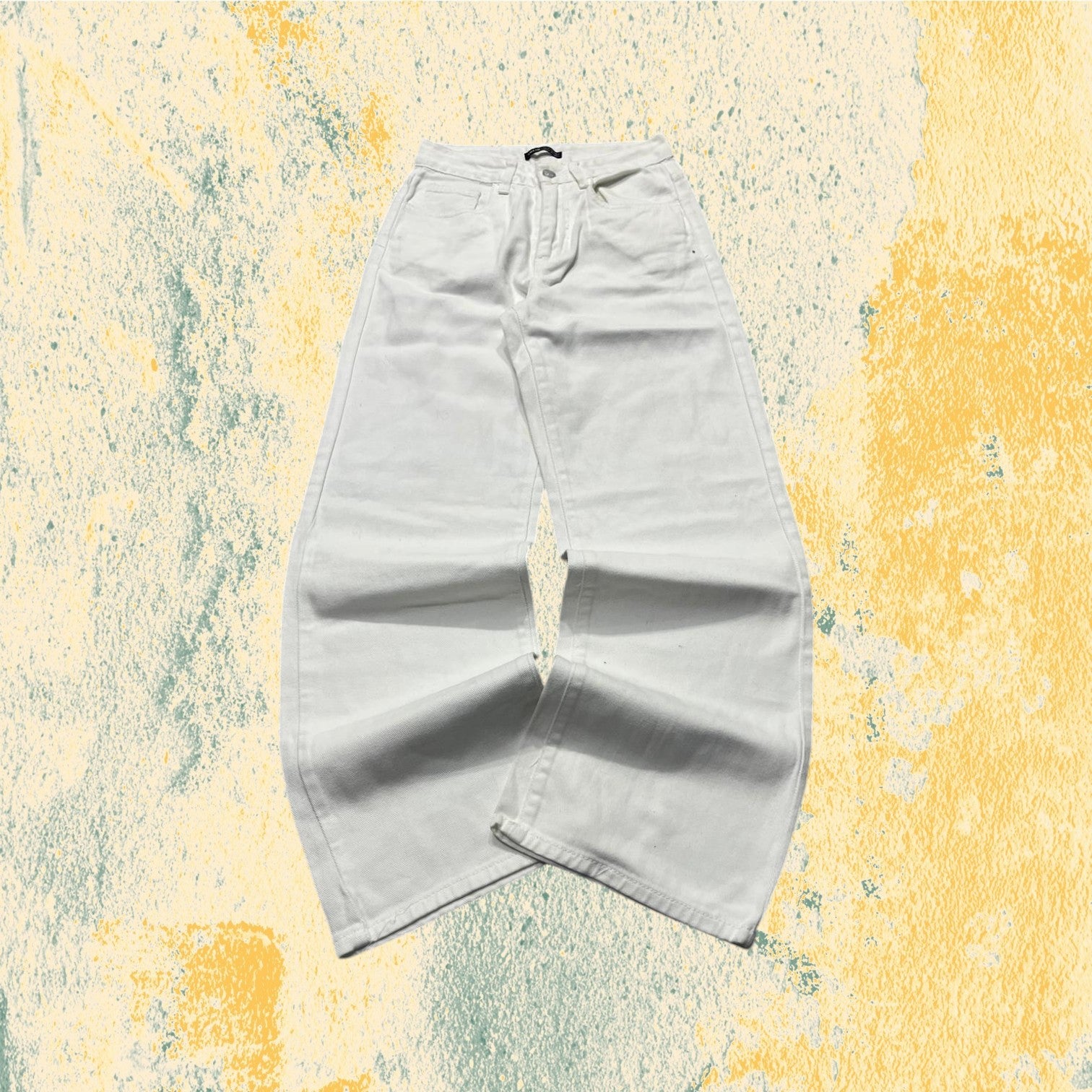 Denim Jeans White Baggy Fit Vintage Y2K Hip-Hop (XS)