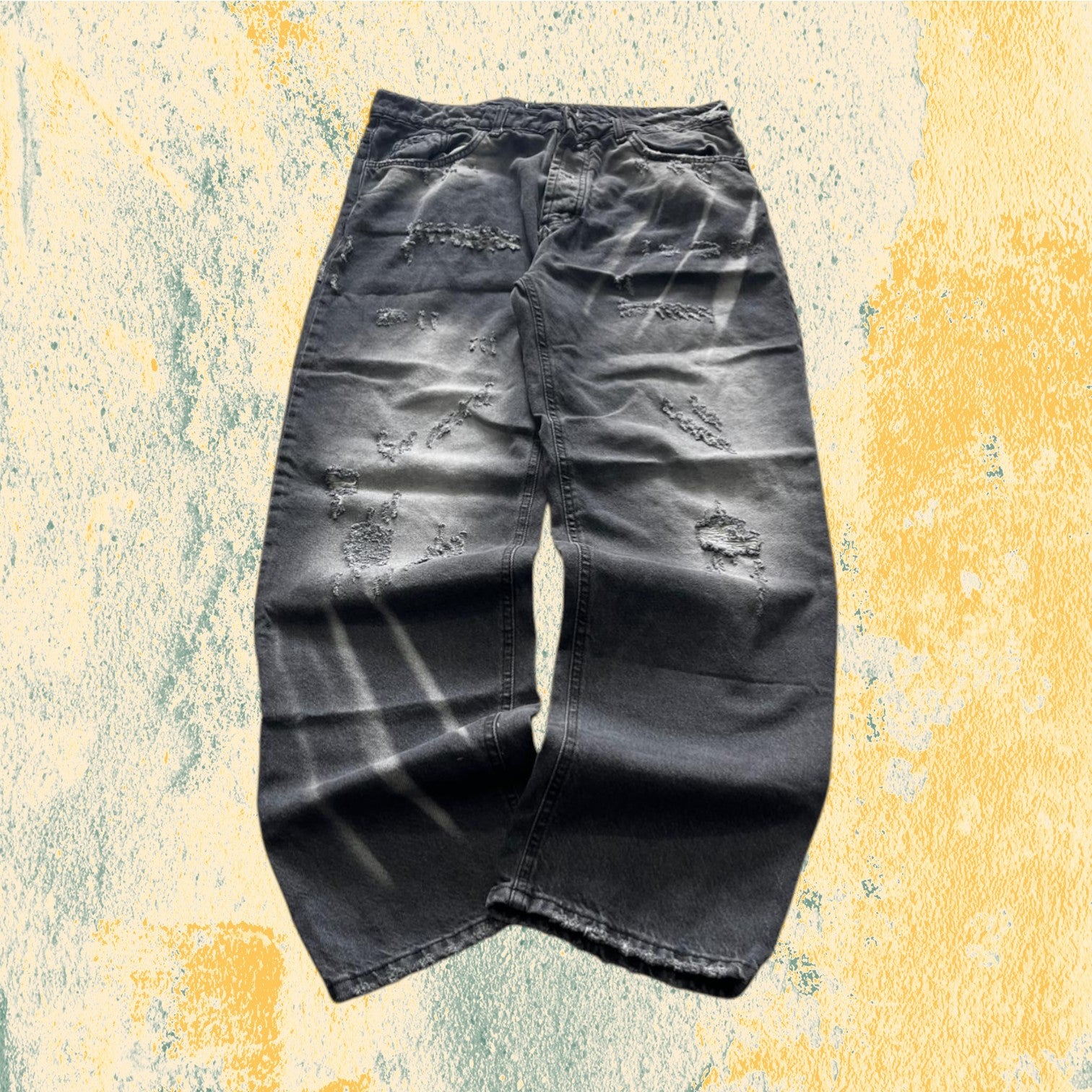 Denim Jeans Baggy Fit Particular con Abrasione (L)