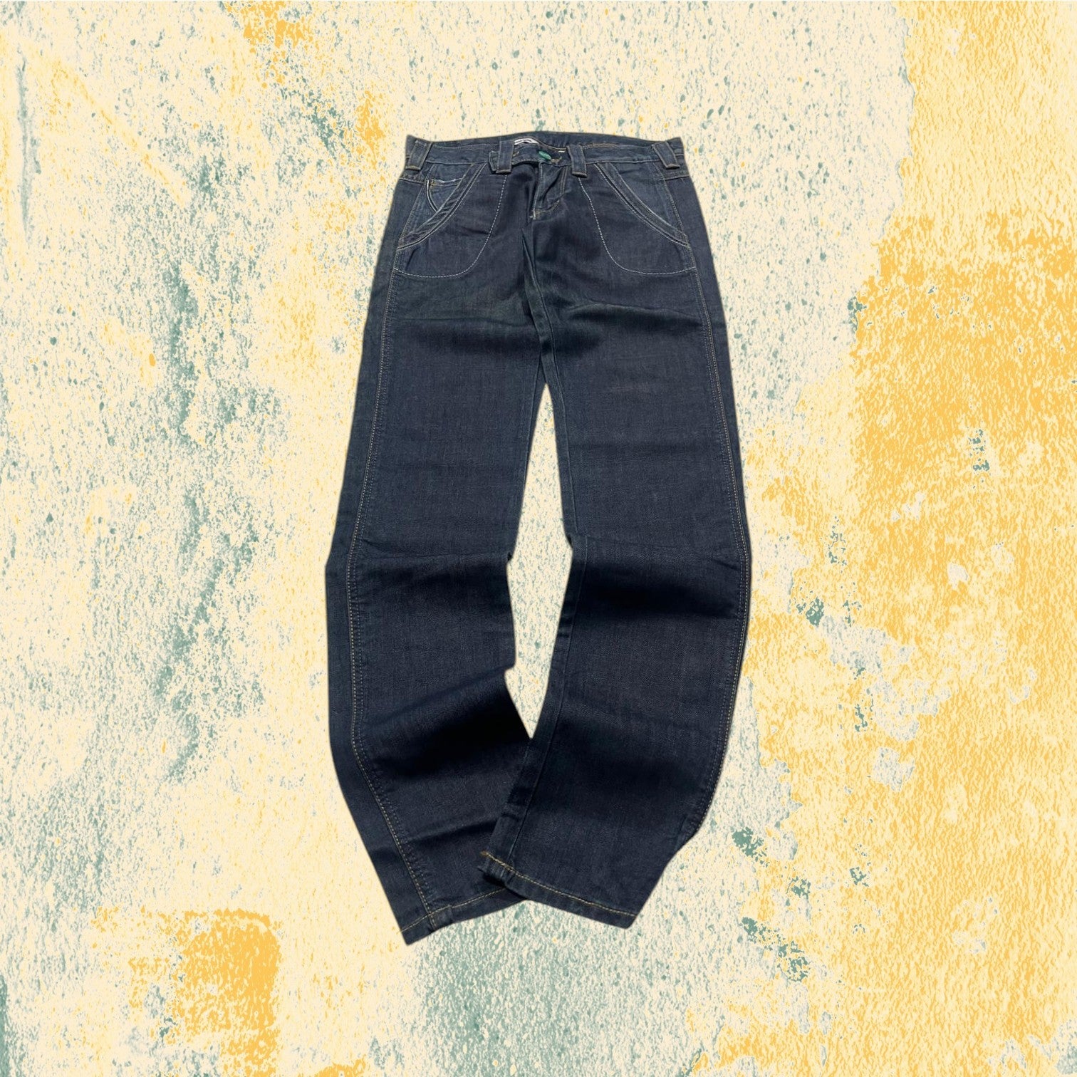 Denim Jeans Dark Blue Wrangler Low Waist Straight Fit (S)